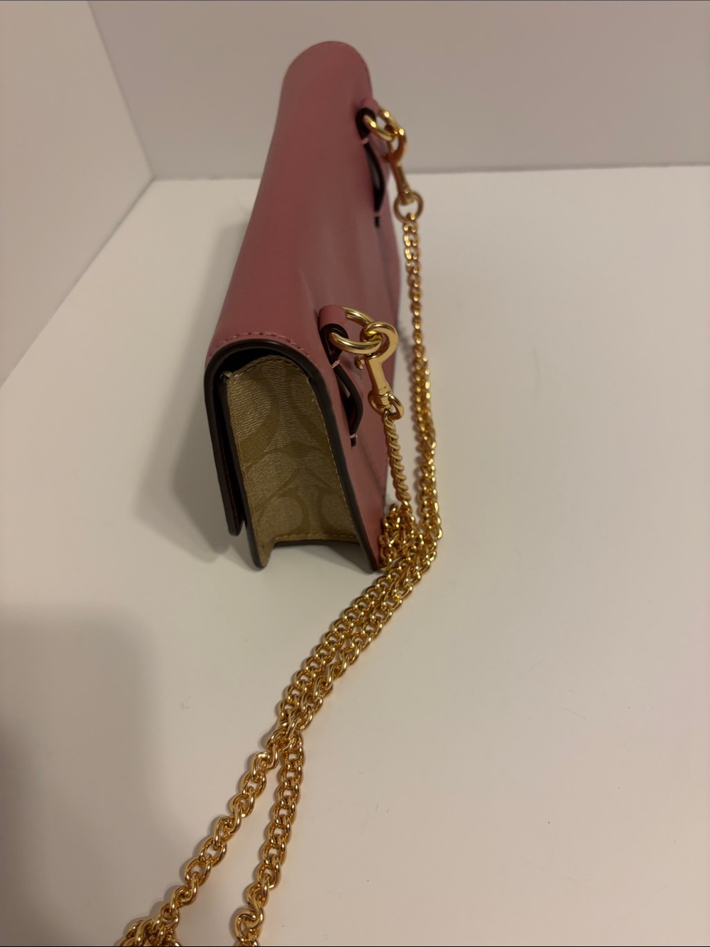 Coach Pink Floral Appliqué Crossbody with Gold Chain - Picture 6 of 11